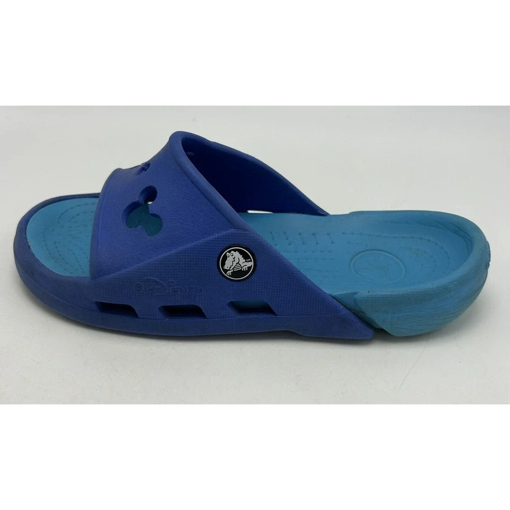 Disney Crocs Sandals Boys 2 Slide Youth Junior Blue Mickey Cut Out